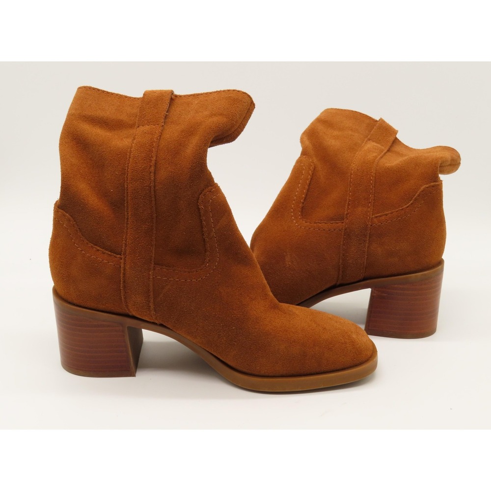 Steve Madden Boots Womens Size 7.5 Brown Suede Romney Ankle Block Heel Booties - Picture 5 of 8